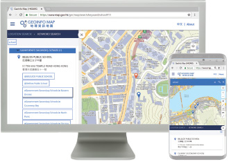 Revamped GeoInfo Map adopts responsive web design—providing a smoother user experience for web map browsing and geospatial information discovery.