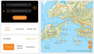 旅遊事务署的“遊香港”网站採用地政总署的“地图应用程式介面”服务。