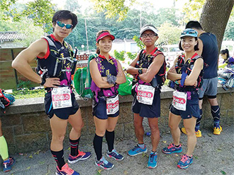 Mr Mak (third left) participated in 57-km Totem Run with his friends in October 2017.