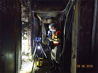 Mr Li conducted 3D laser scanning at the fire scene of mini-storage sites located in Amoycan Industrial Centr