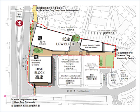 Preliminary layout design of the Kwun Tong Composite Development Project.