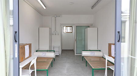 Interior setup of quarantine accommodation.