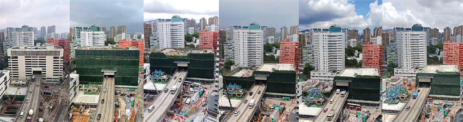 油麻地停車場大廈第一期拆卸工程於二零二一年四月至八月期間的縮時相片。