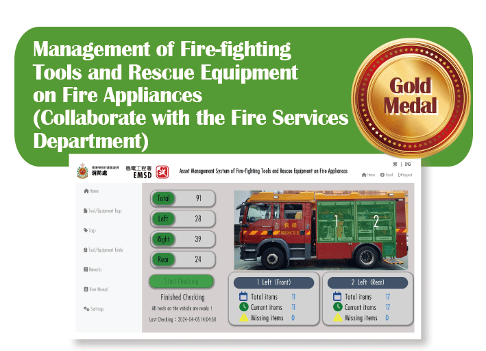 Management of Fire-fighting
                          Tools and Rescue Equipment on Fire Appliances (Collaborate with the Fire Services Department)