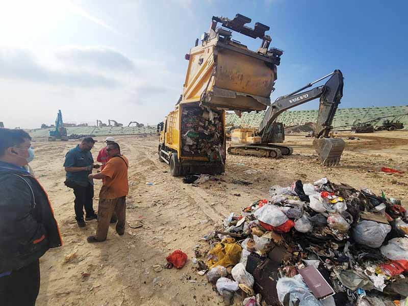 The refuse collection vehicle unloaded the rubbish at a suitable location within the landfill for the assisted person to search for the lost item.  The whole process took around six hours.