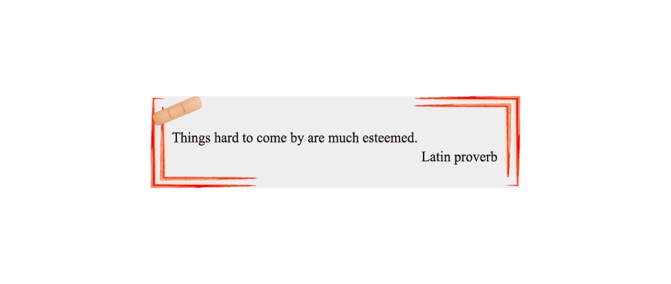 Things hard to come by are much esteemed.
Latin proverb
